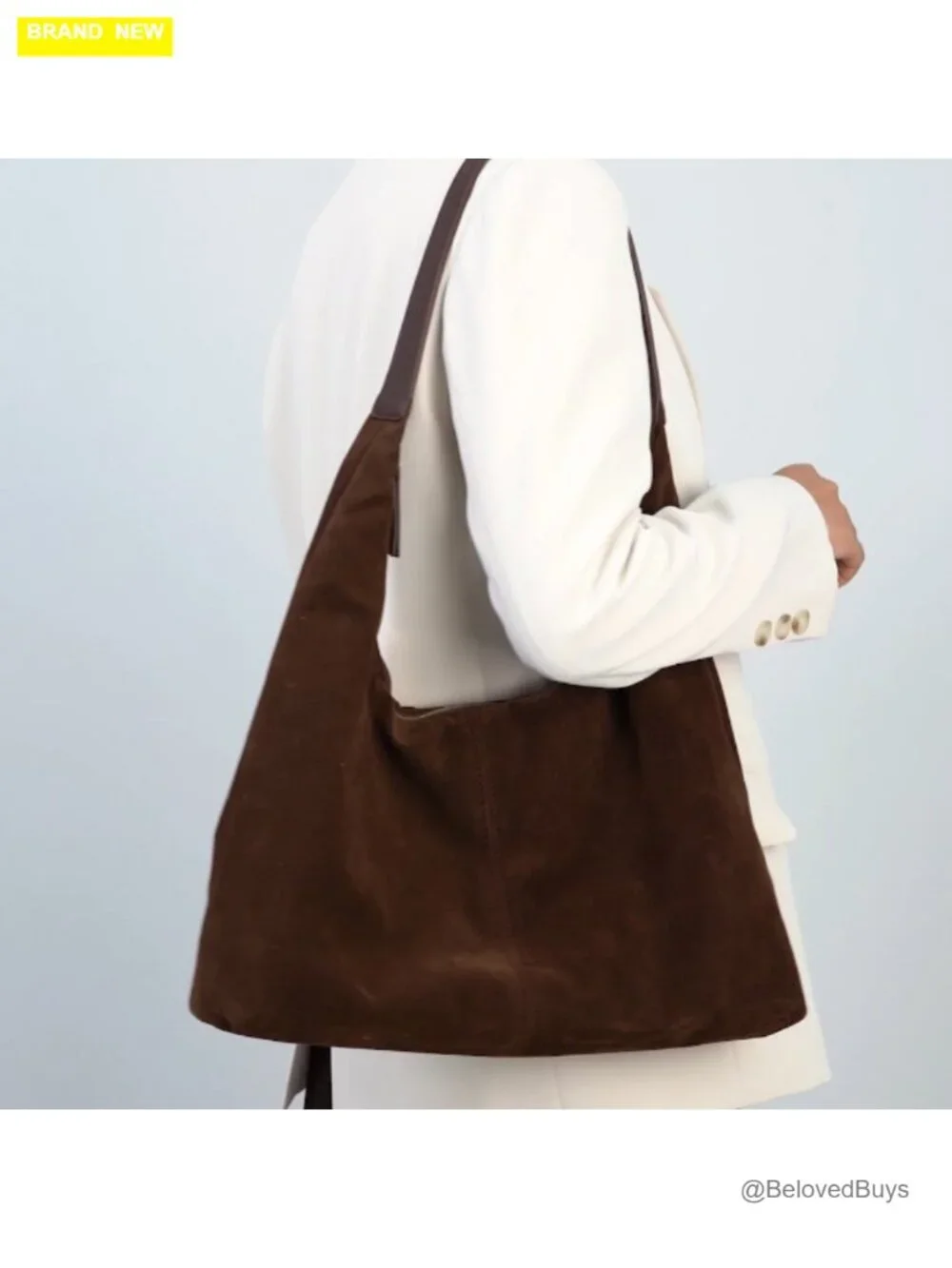 Faux Suede Slouchy Hobo Shoulder Bag Tote Purse